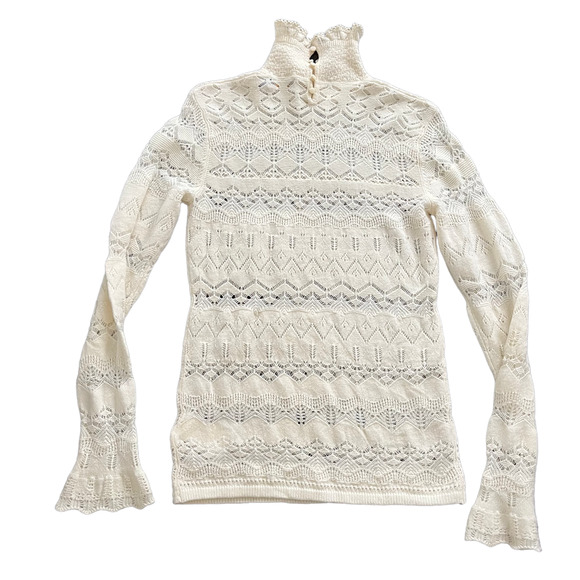 VINTAGE RALPH LAUREN BLUE LABEL MOCK NECK POINTELLE WOOL SWEATER WOMEN SIZE S - Picture 6 of 14